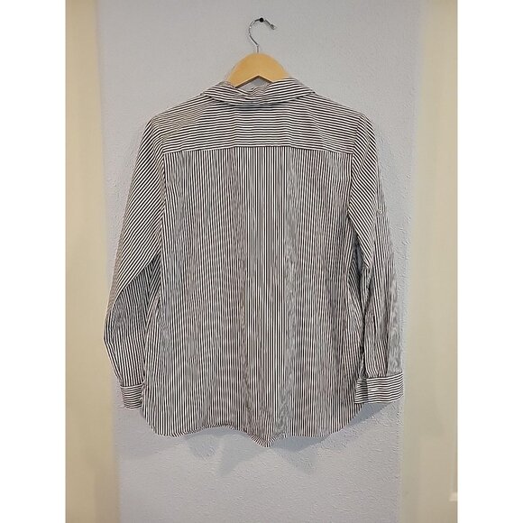 Calvin Klein Collared Shirt Size L Striped Lace Up Neckline Nautical Coastal - Picture 6 of 6